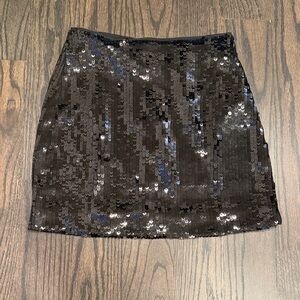 Black Sequin Mini Skirt